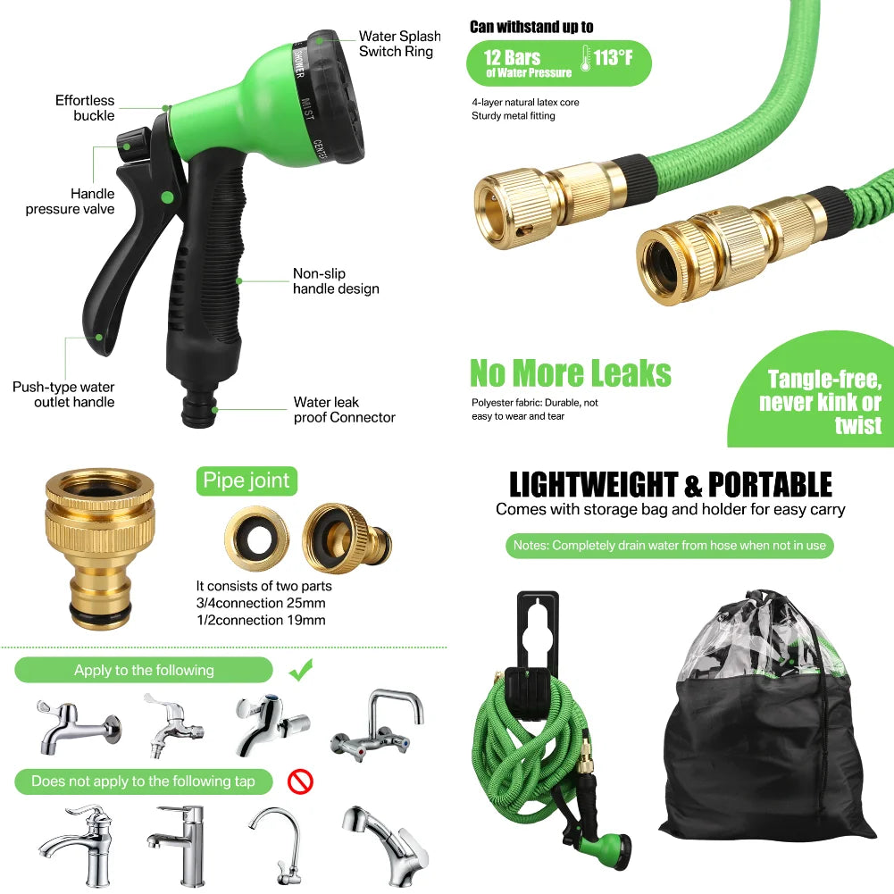 FlexFlow Pro™ Expandable Garden Hose – Lightweight, Tangle-Free & Kink-Proof